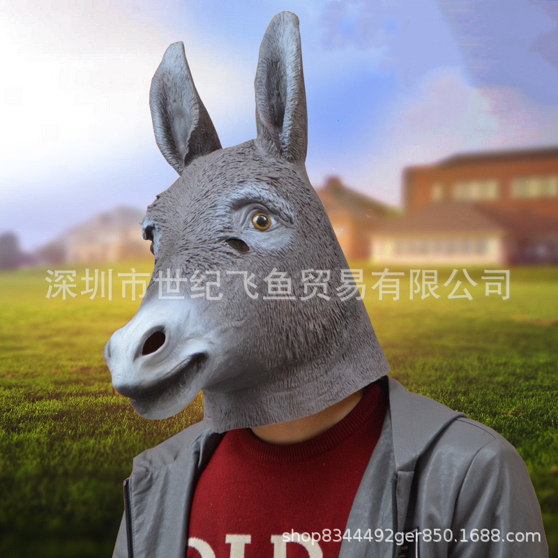 Máscaras de baile de Halloween máscaras de cabeza de burro máscaras de cabeza de látex máscaras de cabeza de animal espectáculo muñecas enteras