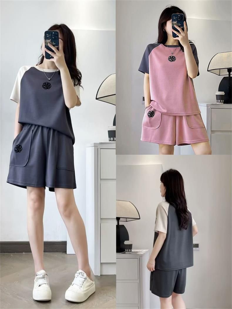 Women's Clothing Summer Fashion Two Piece Set For Women Color Block Slimming Loose Casual Plus Size Clothing_ecoleips.com