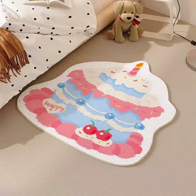 Bedroom Bedside Blanket, Cool and, Avtomobil döşəmə paspasları - blueberry-decorated-small-cake-50x50cm-imitation-cashmere-dot-plastic-bottom
