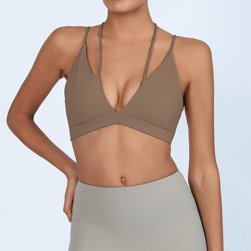 Comercio exterior Yoga transfronterizo Beauty Back Fitness Chaleco Mujer con almohadilla para el pecho Alta elasticidad y secado rápido para envolver el pecho Sujetador de entrenamiento de fitness deportivo