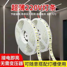 高压220v自粘led双眼皮灯带柜子展示线形灯贴片线型灯三色软灯条