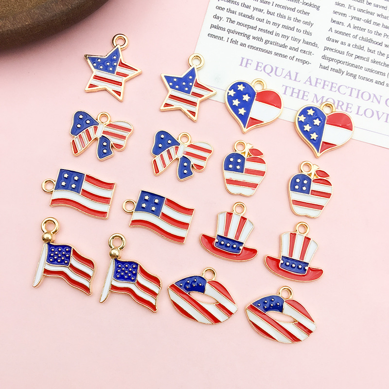 1 Piece 16 * 16mm Alloy American Flag Polished Pendant display picture 1