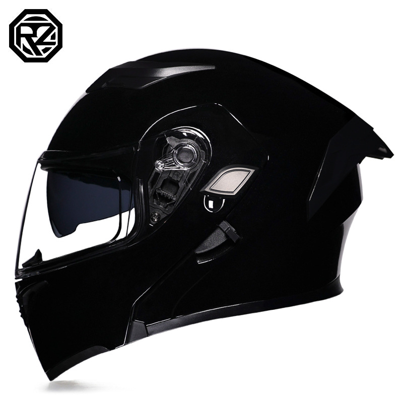 Casco de motocicleta Orz, casco, casco, doble lente, cola grande, motocicleta, casco de carrera, casco, hombres y mujeres, calor de invierno