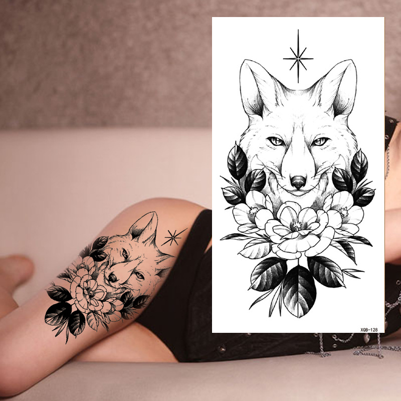 Pegatinas de tatuaje dibujos animados flor brazo pegatinas medio brazo completo oso ciervo divertido transfronterizo color creativo tatuaje pegatinas al por mayor