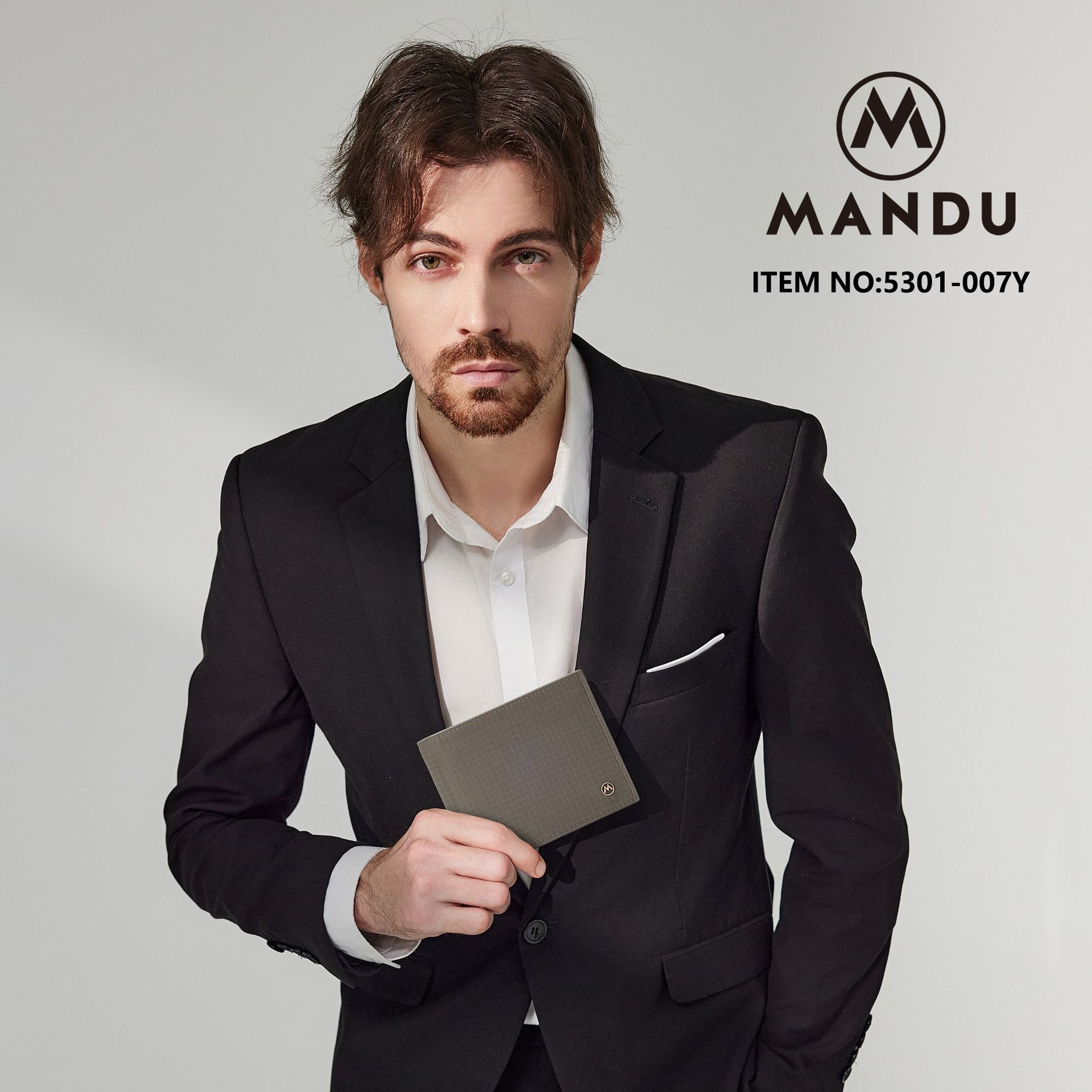 MANDU Wallet, New Business Multi-function RFID Anti-theft Wallet PU Short Silky Small Grid Men's Wallet_voghion.com