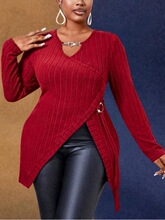 O 48008 Ribbed Knit Sweater Women Plus Size ������֯��