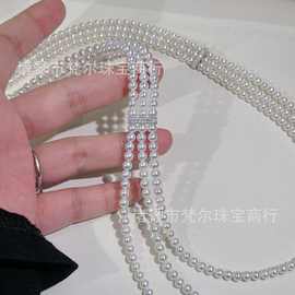 4-4.5mm淡水强光小灯泡正圆基本无暇高级感精工纯银扣多层毛衣链