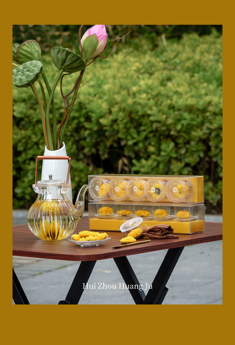 Huizhou Imperial Chrysanthemum Tea Large Whole Blooms Ju Hua 10g Mini Can Hot Brew Herbal Flower Tea key features
