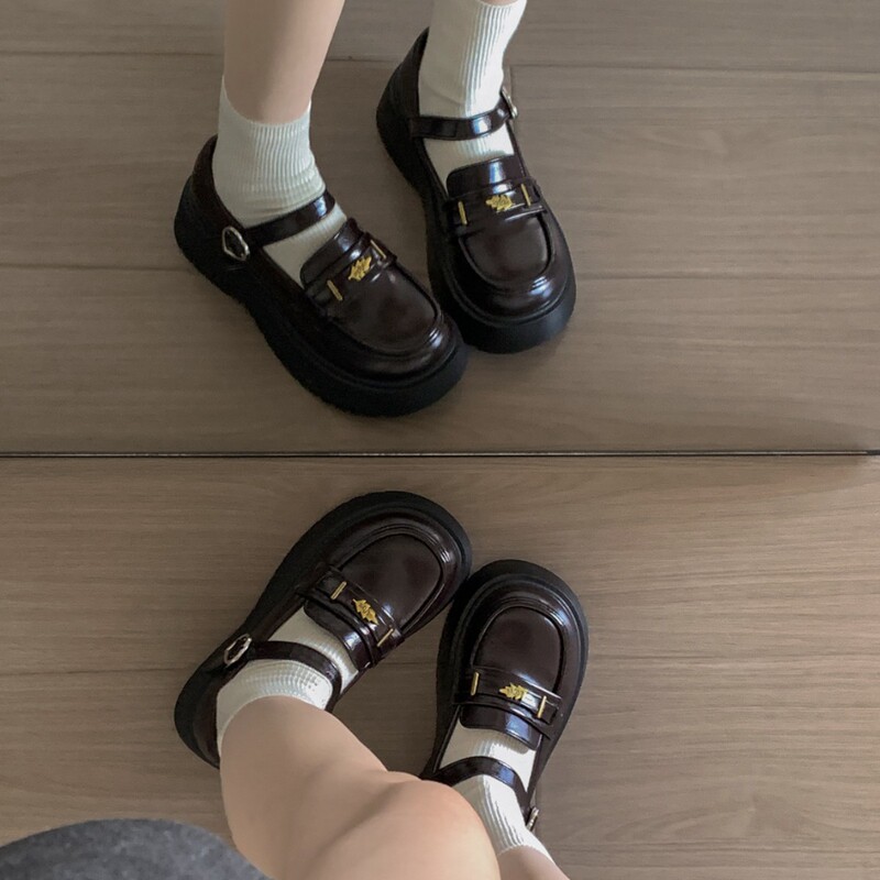 女王范英伦风复古厚底小皮鞋女2025新款秋季配裙子增高玛丽珍鞋|undefined