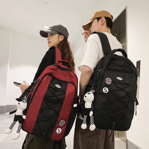Japanese fashion brand ins college students schoolbag travel large-capacity backpack high school junior high school students casual drawstring backpack