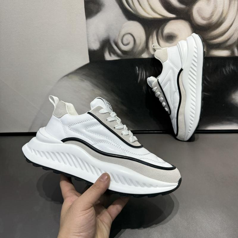 Baskets homme décontractées en cuir blanc style mode polyvalent_voghion.com