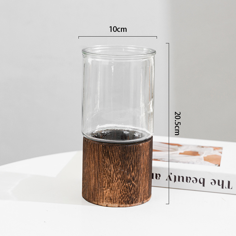 Botón de vidrio de madera simple y creativo, botón seco de sauce de plata, botón de bambú rico y precioso, decoración de la sala de estar.