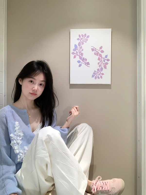 温柔创意减龄重工立体花卉刺绣开衫女复古别致慵懒系扣毛呢外套秋|undefined