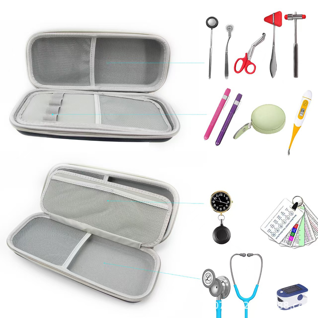 Bolsa de almacenamiento de estetoscopio de partición portátil, médico multifuncional, caja de estetoscopio de corazón fetal para mujeres embarazadas, bolsa de almacenamiento EVA