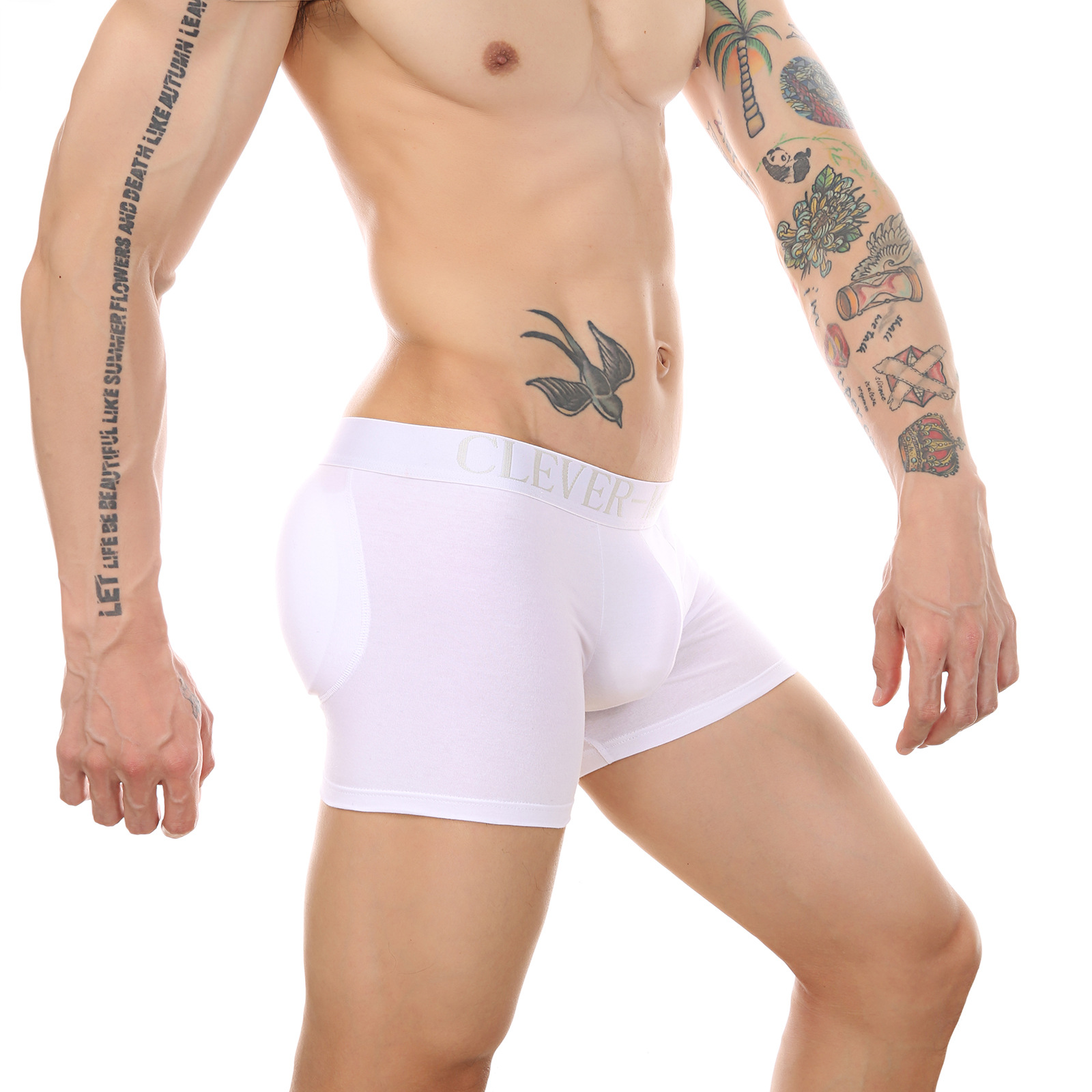 Comercio exterior pantalones cortos de boxeador de levantamiento de cadera para hombres visual sexy ropa interior de pierna antidesgaste almohadilla de esponja extraíble M-4XL