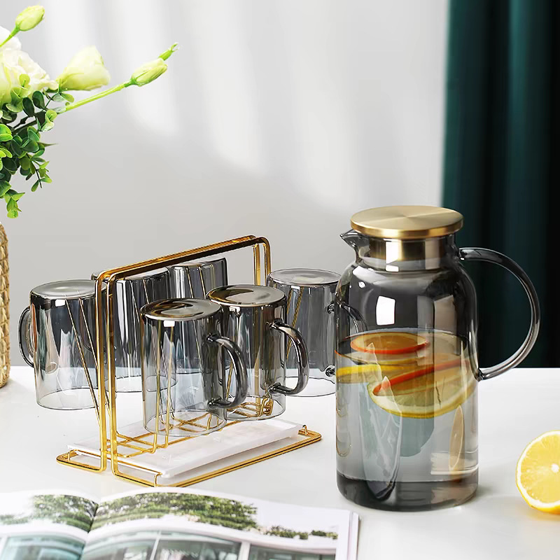 Transparent glass high borosilicate cold water kettle large capacity household cool boiled water kettle hot water kettle tea kettle refrigerator kettle 