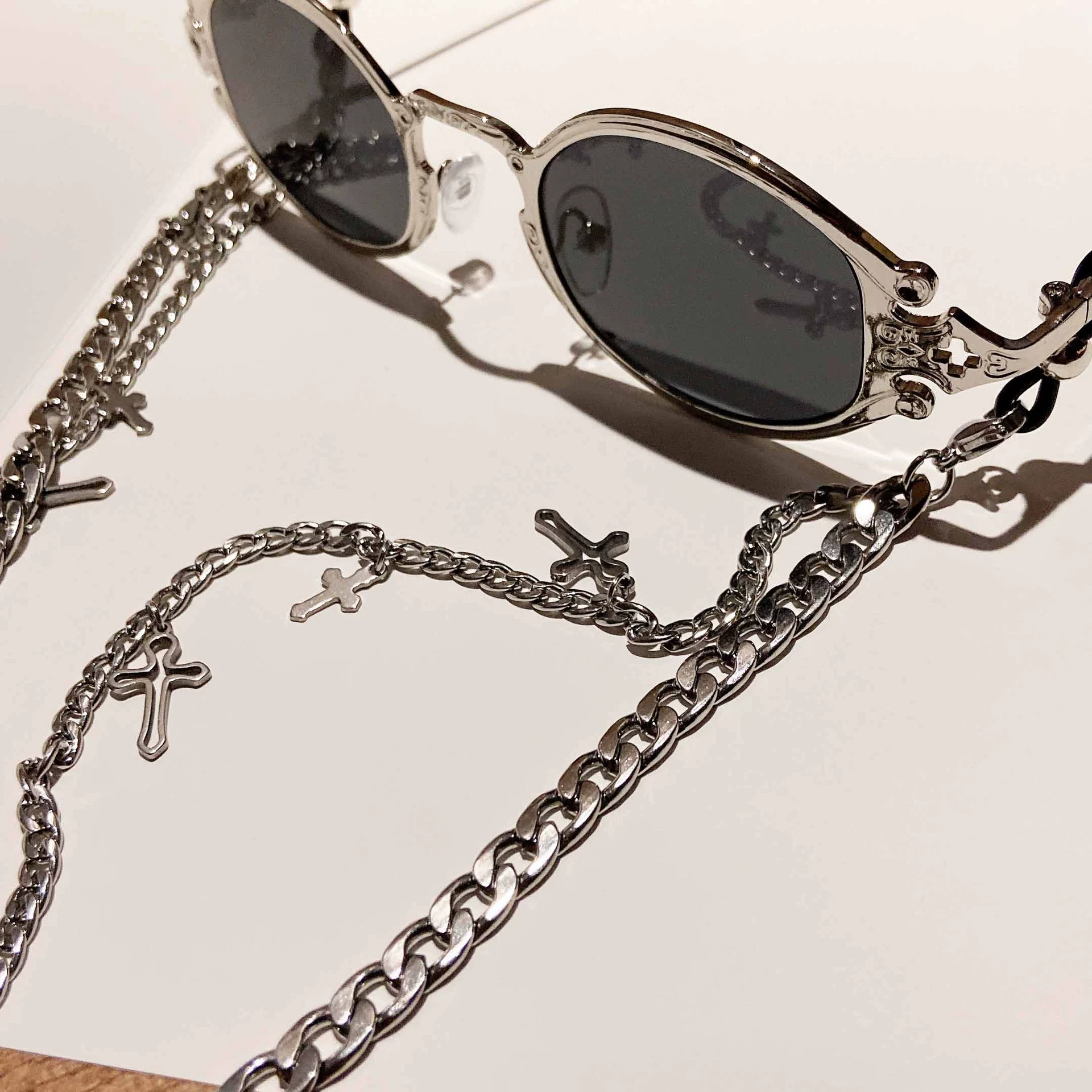 Новая Европейская и американская цепочка для солнцезащитных очков, высококачественные аксессуары, индивидуальная цепочка для очков с перекрестным вырезом в стиле хип-хоп