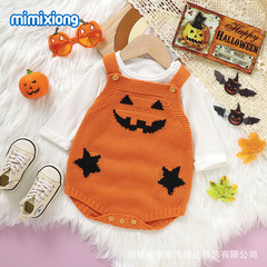 insホット販売クロスボーダー新しいハロウィンカボチャベビーハイハイスーツヨーロッパとアメリカのかわいいサスペンダーワンピースハイハイスーツ