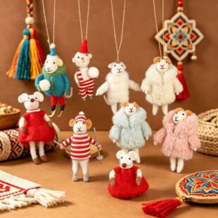��ͨ�ɐ���ë�֒�� С��耳׿���� Needle Felt Mouse Ornament