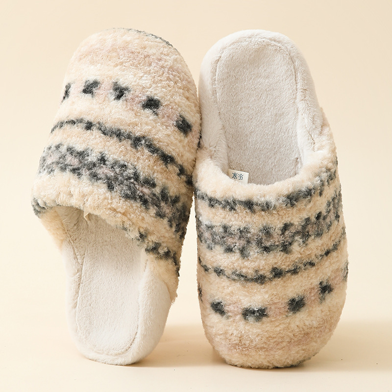 Lejia Cotton Slippers for Couples, Autumn and Winter Home Korean-Style Cotton Shoes, Non-Slip Plush Slippers, Warm New Thick-Soled Slippers for Men and Women