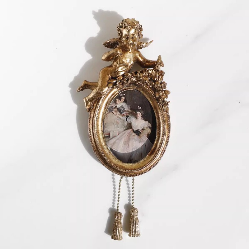French Style Entrance Photo Frame Photo Wall Home Living Room Embossed Picture Frame Decoration Pendant Vintage Resin Angel Wall Decoration
