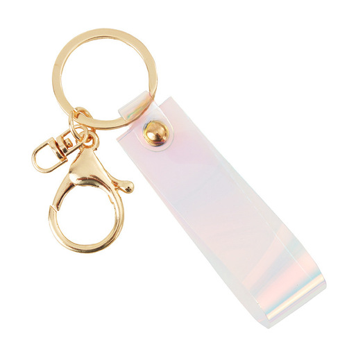 DIY Laser Colorful Leather Rope Keychain Wholesale, Flow Sand Bottle Material Accessories Car Key Strap Bags Pendant