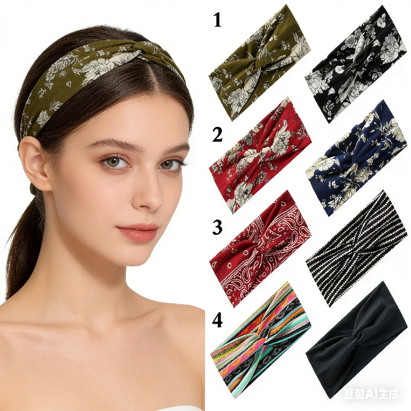 European and American Bohemian Yoga Sports Headband Elastic Non-Slip Wide Headband Exercise Running Sweat-Absorbent Women's Headband European and American Bohemian Yoga Sports Headband Elastic Non-Slip Wide Headband Exercise Running Sweat-Absorbent Women's Headband