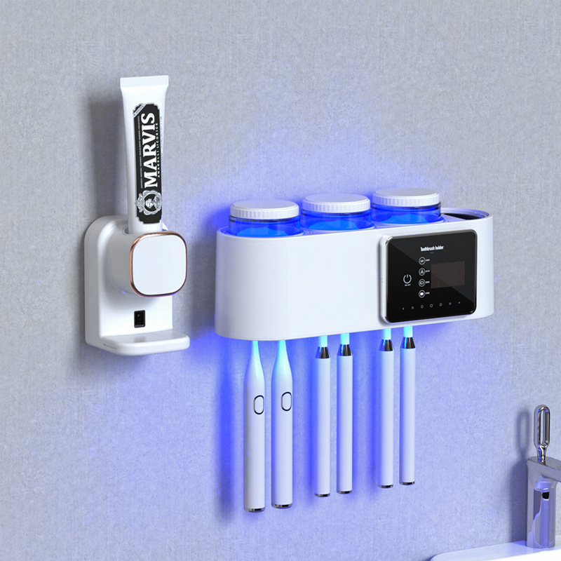 スマート乾燥歯ブラシ消毒器収納紫外線殺菌穴なしトイレ壁掛け式ラック電動|undefined