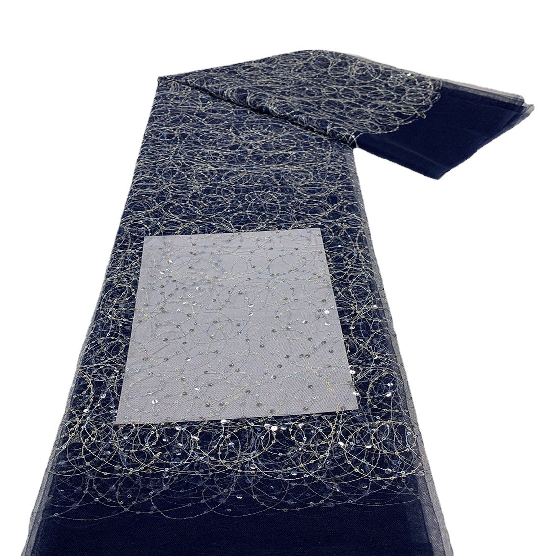 Tejido de bordado de malla de cuentas de tela de bordado de patrón desordenado vestido pequeño vestido de paleta de encaje tela JX3496 image 1