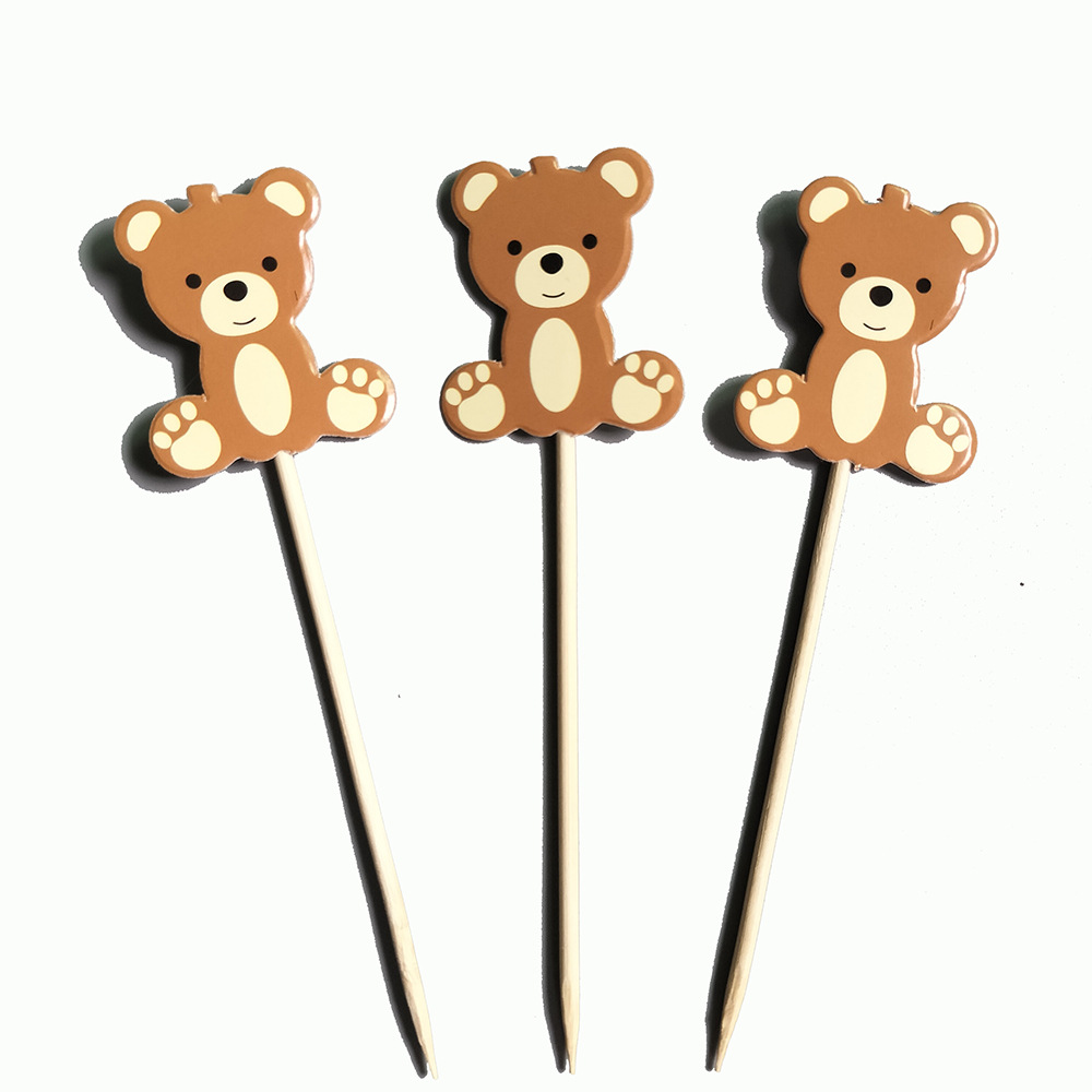 Description Picture 3 of item10pcs Cute Bear Food Picks Cake Dessert Toothpicks Fruit Forks Wedding Birthday Party Baby Shower Decoration Supplies Christmas