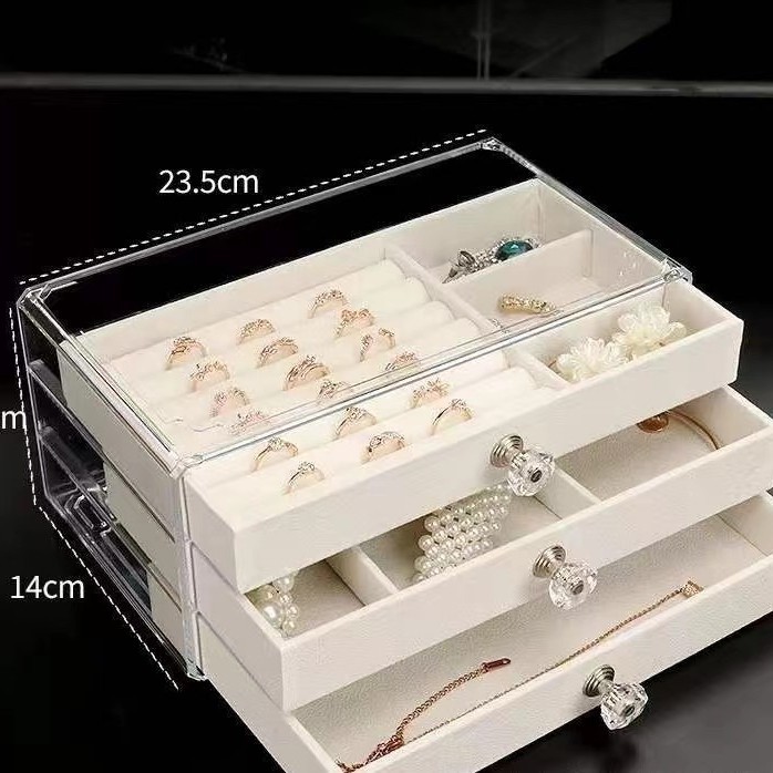 Caja de regalo de joyería blanca, redonda, interior de plástico, noble, extra grande, ideal para almacenamiento en hogar o regalo.