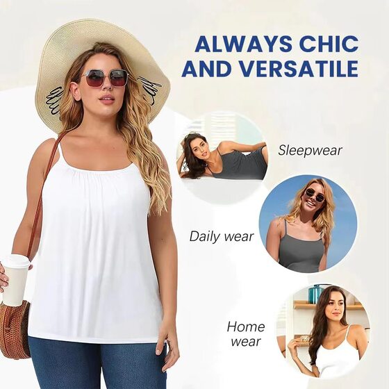 European and American Cross-border Xiyin Casual Women's Vest Sleeveless Modal Top with Chest Pad plus size Underwear Bra-free