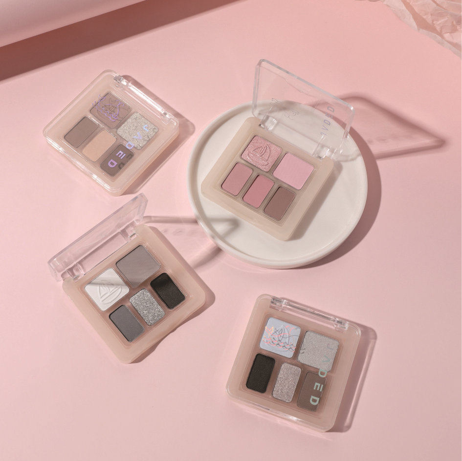 JADED Cálida paleta de sombras de ojos de cinco colores, barata y portátil, color perlado coreano mate, sombra de ojos ahumada de cemento sin maquillaje