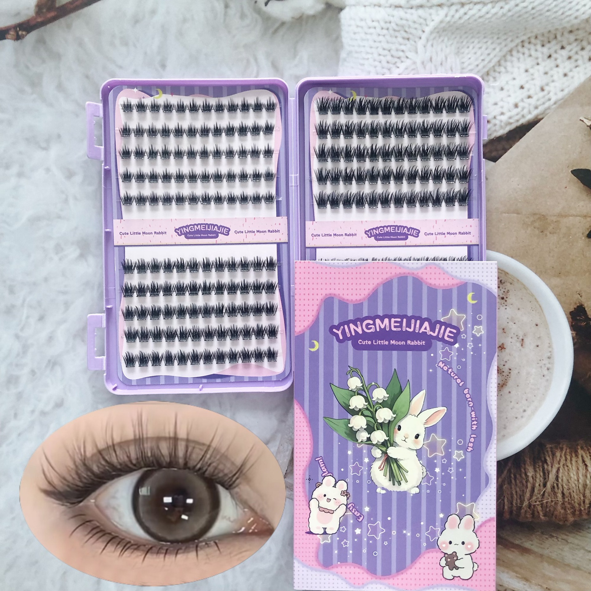 Las pestañas falsas transfronterizas, pestañas de gran capacidad, libros de maquillaje denso, pestañas de caricatura, pestañas falsas sin pegamento de un solo racimo de Europa y América.