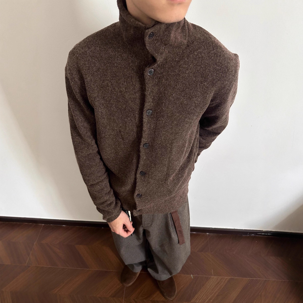 Literatura y arte versátil popular in simple Harajuku tendencia de moda nuevo suéter de cuello medio alto viejo estilo de dinero cardigan de punto