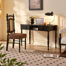 北欧藤编实木梳妆台轻奢高级感简约家用卧室化妆椅化妆桌组合