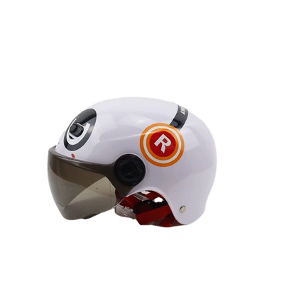 Cross-Border Use of Helmets for Electric Vehicles, Children, Boys and Girls, All-Season Personalized Half-Helmets for Cycling and Motorcycle Protection (Motosiklet kaskı (dəbilqə)) - windproof-hat-white-with-tea-mirror