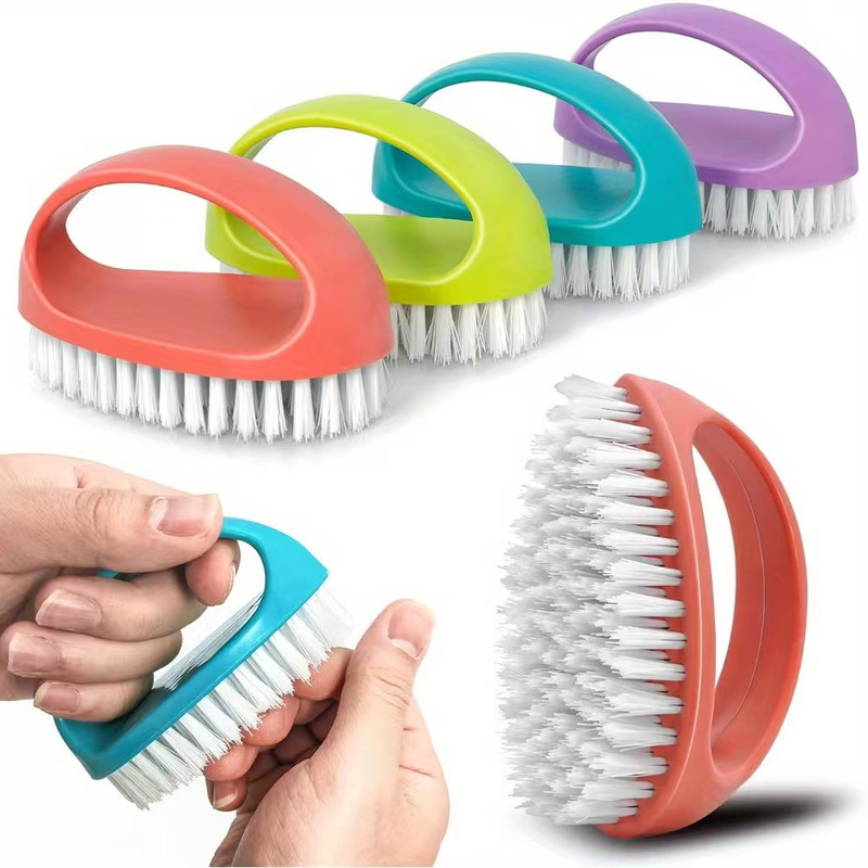 Colorful Laundry Brush for Home Daily Use Plastic Shoe Brush Board Brush Coat and Hat Cleaning Brush with Handle Round Brush Hard Bristle Brush