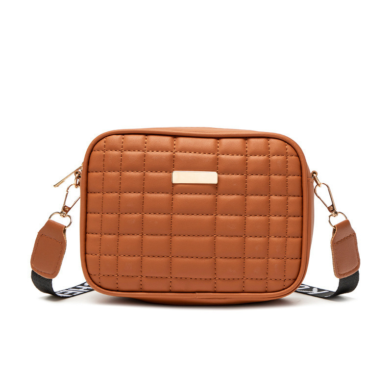 Bolsas de cámara de bordado a cuadros de moda 2025 bolsas de damas simples con sequillas decoraciones de color sólido bolso de mujer