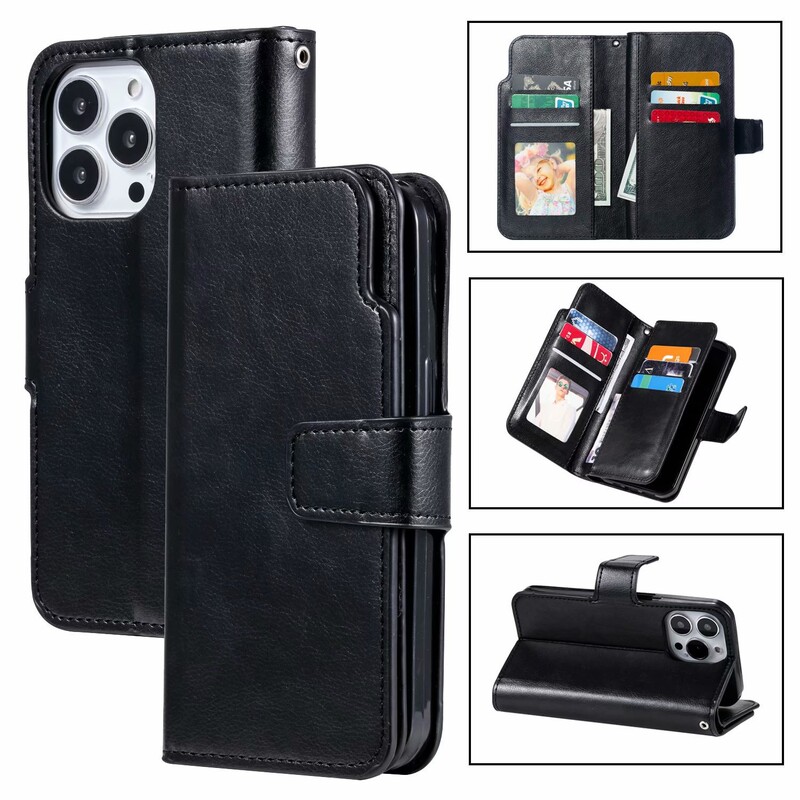 Suitable for Iphone16 Nine-Card Wallet Mobile Phone Leather Case Apple 17Pro Fashionable Magnetic Card Protective Case 15 Suitable for Iphone16 Nine-Card Wallet Mobile Phone Leather Case Apple 17Pro Fashionable Magnetic Card Protective Case 15