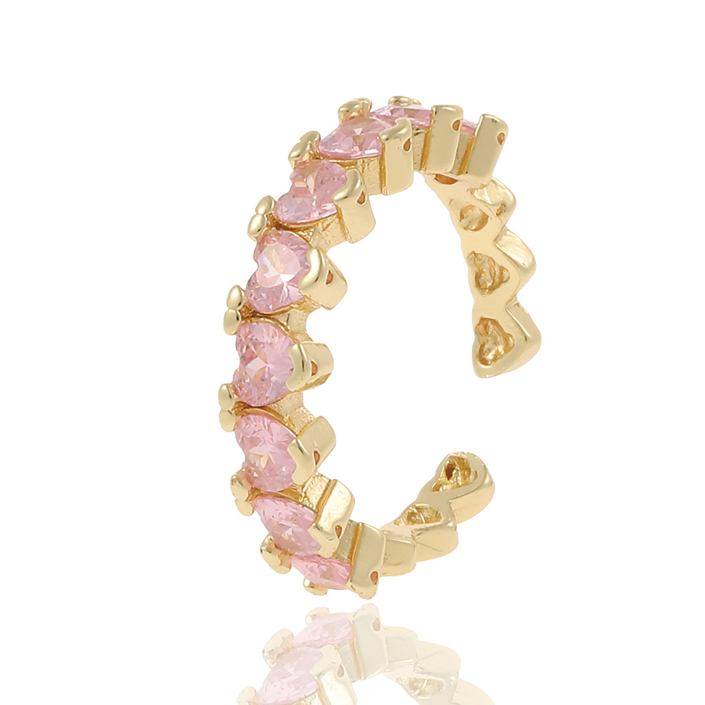 Fashion Heart Shape Copper Open Ring Plating Zircon Copper Rings