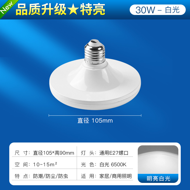 Bombilla LED transfronteriza de alta potencia, ultrabrillante, tipo UFO, luz blanca, para iluminación doméstica, con casquillo de rosca E27, lámpara de bajo consumo, venta al por mayor.