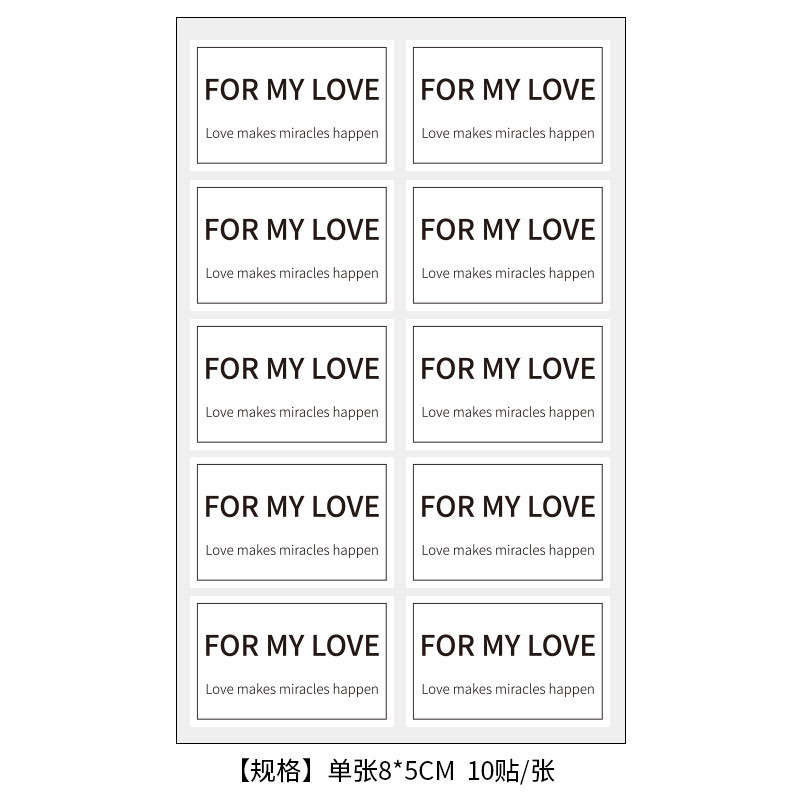 Pegatinas para empaquetado de flores al por mayor, materiales florales para bricolaje, pegatinas autoadhesivas impermeables en inglés para el Día de San Valentín.