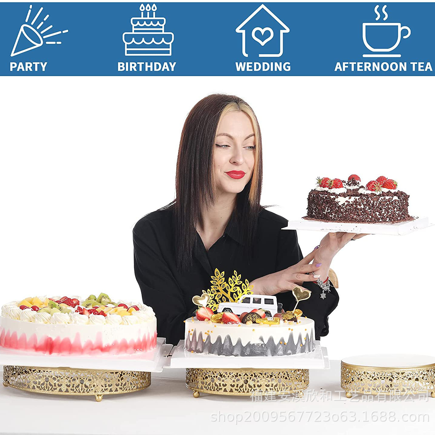 Creativo estilo europeo oro hueco estante de pastel de boda props mesa de postres decoración de postres tienda de postres refrigerio combinación de estante de pastel