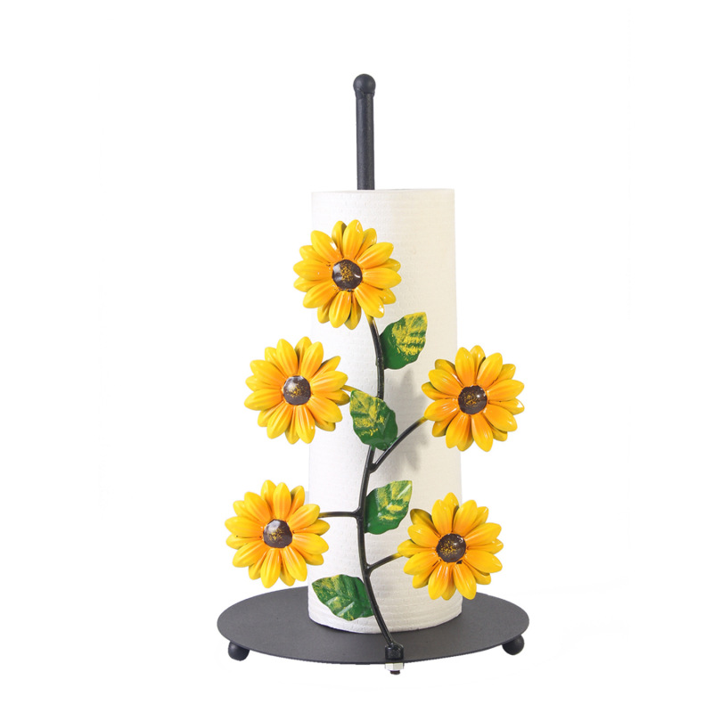 鉄芸ひまわりペーパータオル棚キッチン装飾アクセサリー部屋リビングルーム色絵蝶縦型ペーパータオル棚収納ロール|undefined