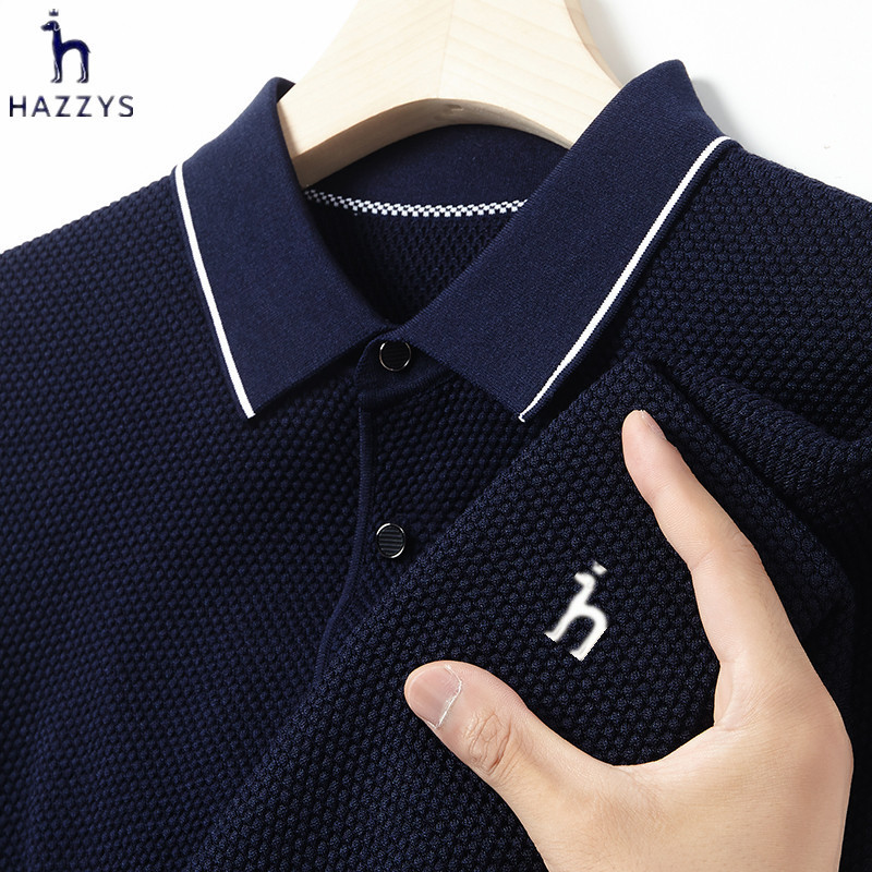 Haggis Mulberry Silk Short-sleeved T-shirt Men's Summer New Casual Middle-aged and Middle-aged Solid Color Lassel Polo Shirt Men's Wear