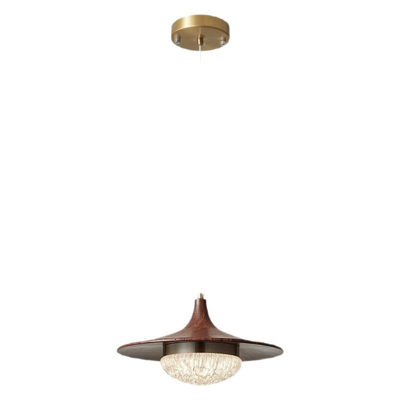 [Seleccionado cuidadosamente] Candelabro retro nogal grano de madera creativo OVNI lámpara de bar estilo antiguo sentido avanzado minimalista nuevo