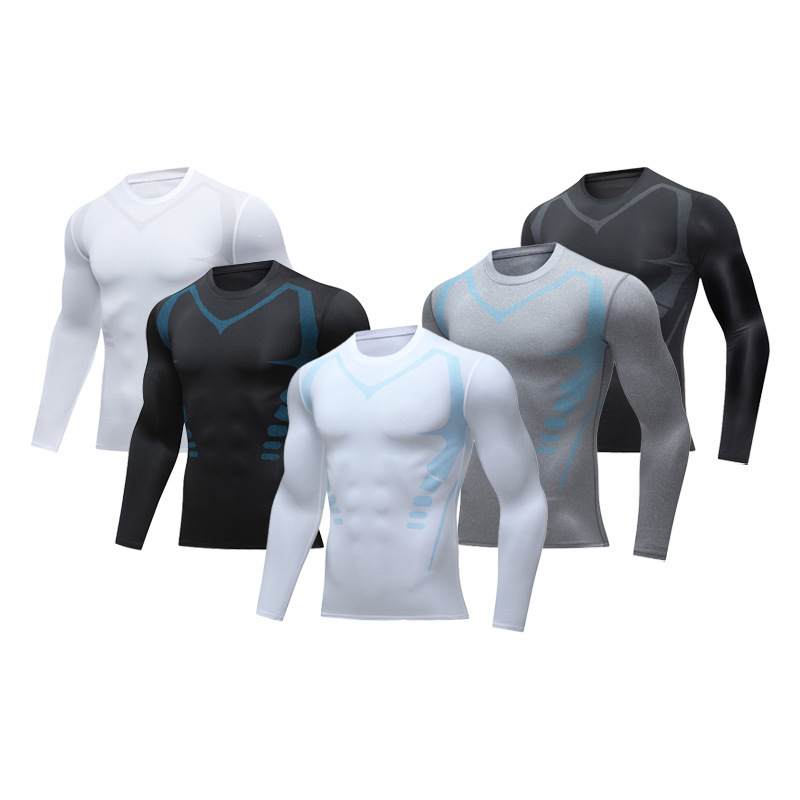 PRO sports tights men's high elastic quick-drying running long sleeve basketball football fitness riding bottoming clothes sweat-absorbent T-shirt PRO sports tights men's high elastic quick-drying running long sleeve basketball football fitness riding bottoming clothes sweat-absorbent T-shirt