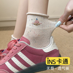 骨なしショートチューブ刺繍リボンソックス レディース 秋 通気性 バレエ風ソックス インス風 カレッジ風ショートソックス