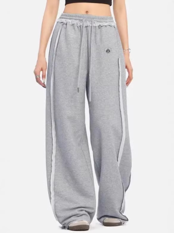 Pantalones Deportivos de Dos Piezas Falsas con Doble Cintura de Algodón y Poliéster para Deportes y Ocio